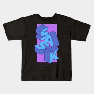 Cubist Sask A Vision in Blue and Purple Kids T-Shirt